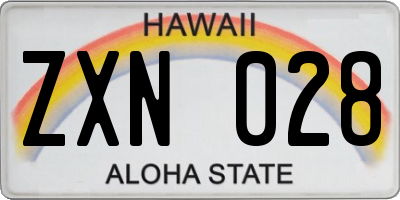HI license plate ZXN028