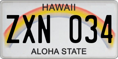 HI license plate ZXN034