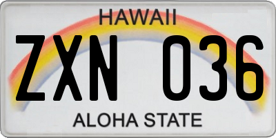 HI license plate ZXN036