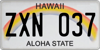 HI license plate ZXN037