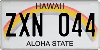 HI license plate ZXN044