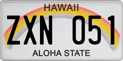 HI license plate ZXN051