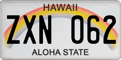 HI license plate ZXN062