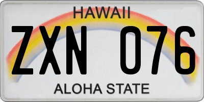 HI license plate ZXN076