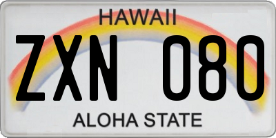 HI license plate ZXN080