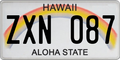 HI license plate ZXN087