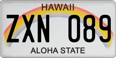 HI license plate ZXN089