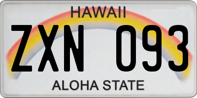 HI license plate ZXN093