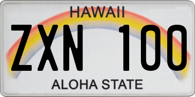 HI license plate ZXN100