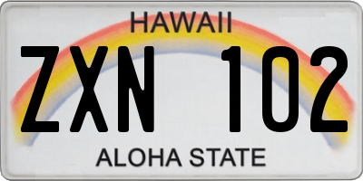 HI license plate ZXN102