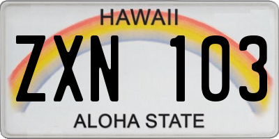HI license plate ZXN103