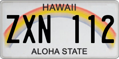 HI license plate ZXN112