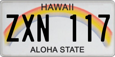 HI license plate ZXN117
