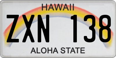 HI license plate ZXN138