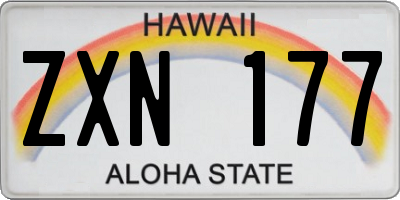 HI license plate ZXN177
