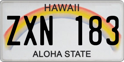 HI license plate ZXN183