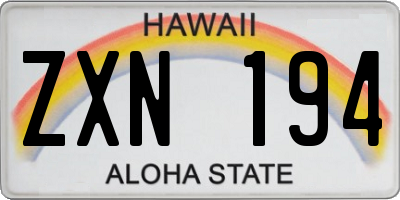 HI license plate ZXN194
