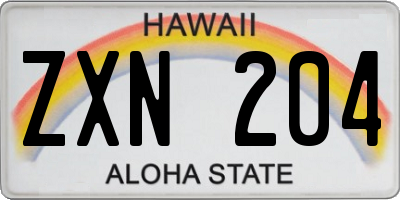 HI license plate ZXN204