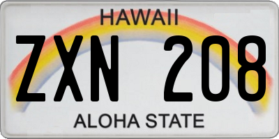 HI license plate ZXN208