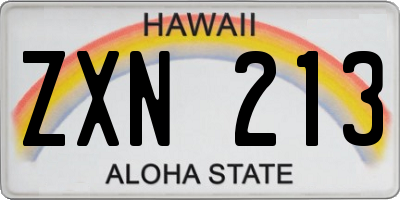HI license plate ZXN213