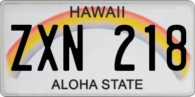 HI license plate ZXN218