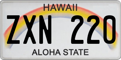 HI license plate ZXN220