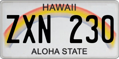 HI license plate ZXN230