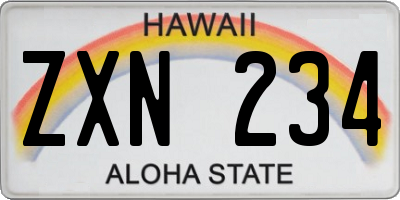 HI license plate ZXN234