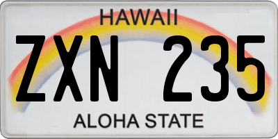 HI license plate ZXN235