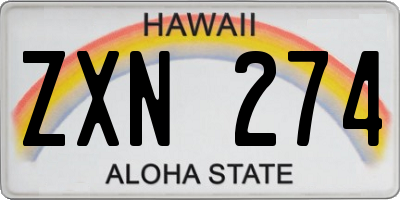 HI license plate ZXN274