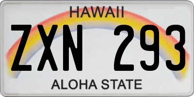 HI license plate ZXN293