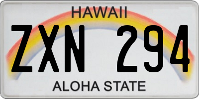 HI license plate ZXN294