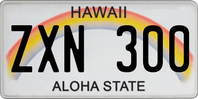 HI license plate ZXN300