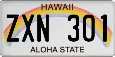 HI license plate ZXN301