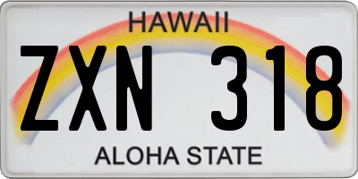 HI license plate ZXN318