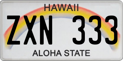 HI license plate ZXN333