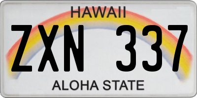 HI license plate ZXN337