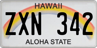 HI license plate ZXN342