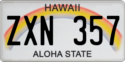 HI license plate ZXN357
