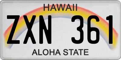 HI license plate ZXN361