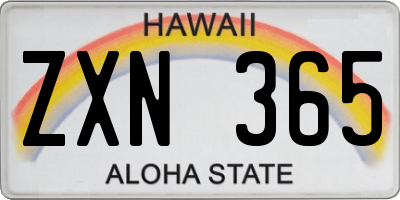 HI license plate ZXN365