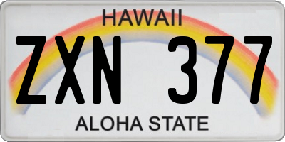 HI license plate ZXN377
