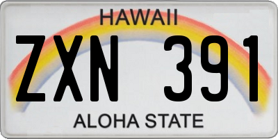 HI license plate ZXN391