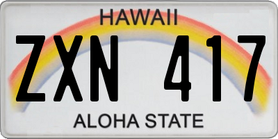 HI license plate ZXN417