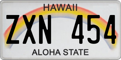 HI license plate ZXN454