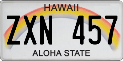 HI license plate ZXN457