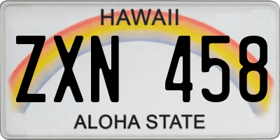 HI license plate ZXN458
