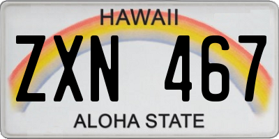 HI license plate ZXN467