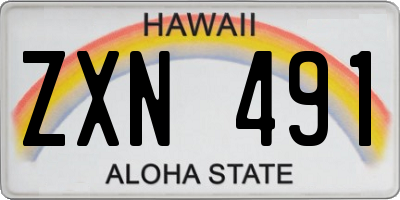 HI license plate ZXN491