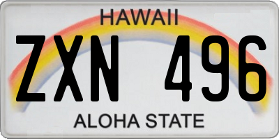 HI license plate ZXN496
